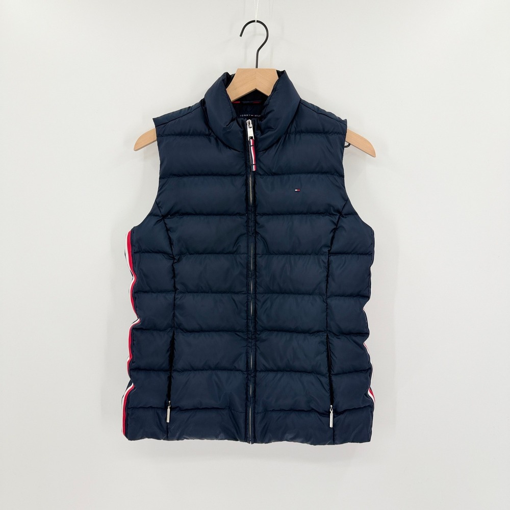 Tommy Hilfiger Women's Puffer Vest Sz M Full Zip Padded Preppy Gorpcore Sporty